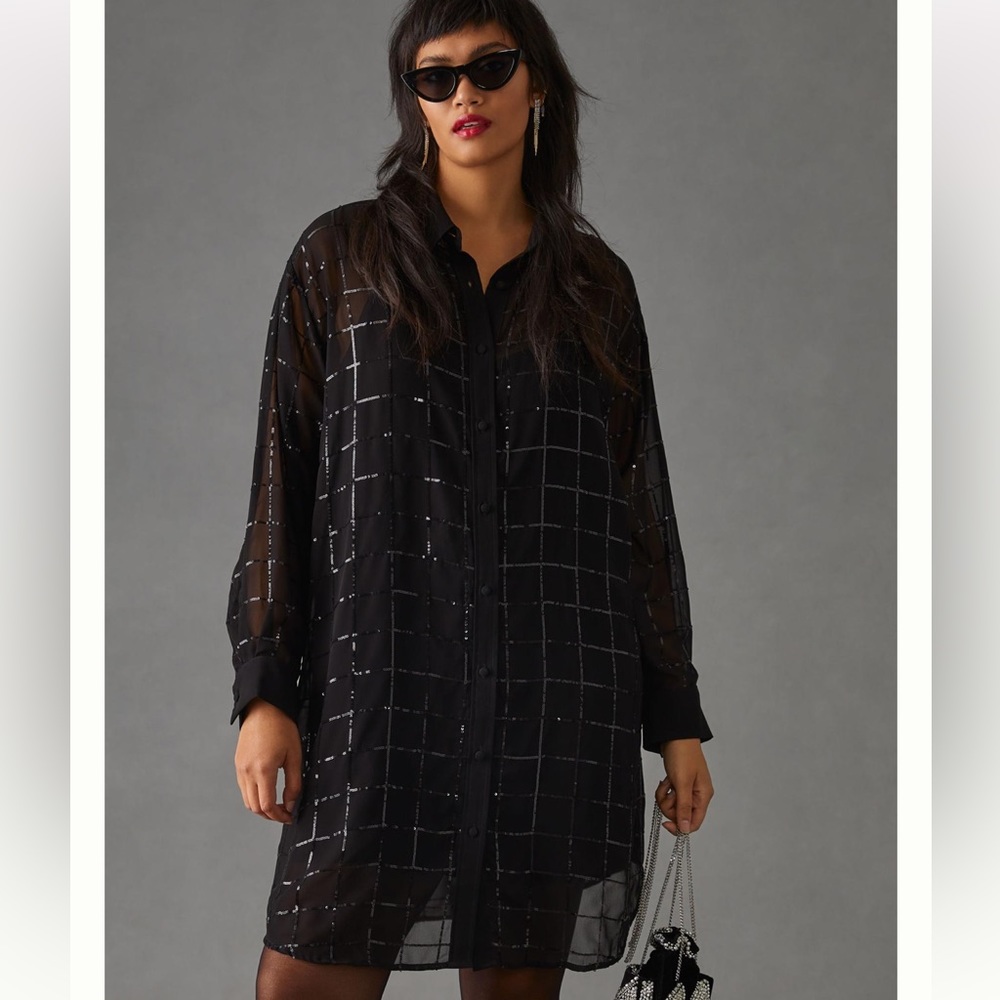 Rinku Dalamal Sequin Shirt Dress NWT